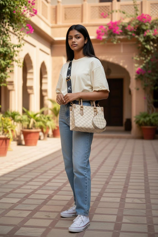 Luxe Checkered Shoulder Bag