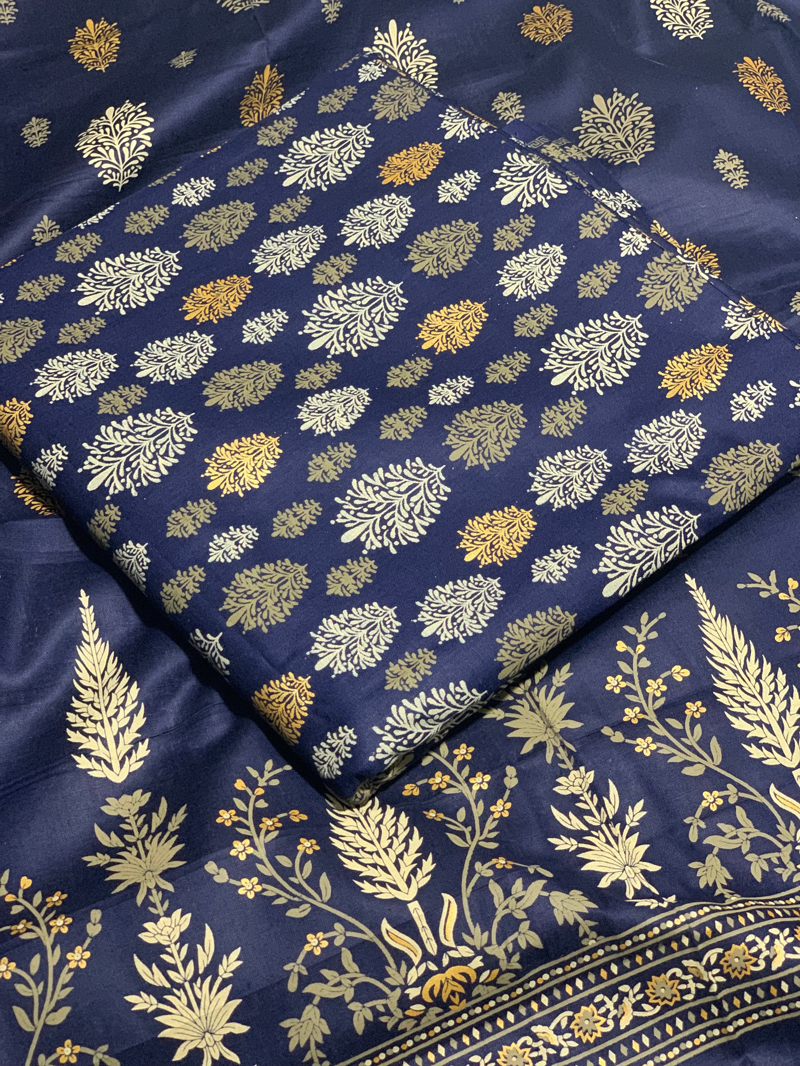 3 Pc Unstitched Lawn Suit - Printed