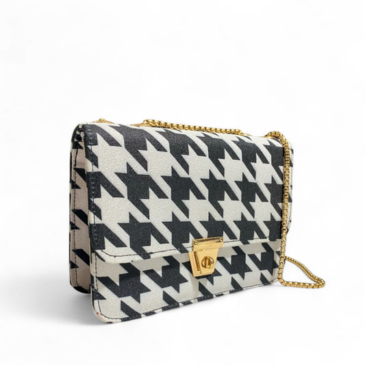 Golden Chain Check Shoulder Bag