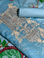 3 Pc Unstitched Lawn Suit - Embroidered