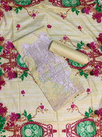 3 Pc Unstitched Lawn Suit - Embroidered
