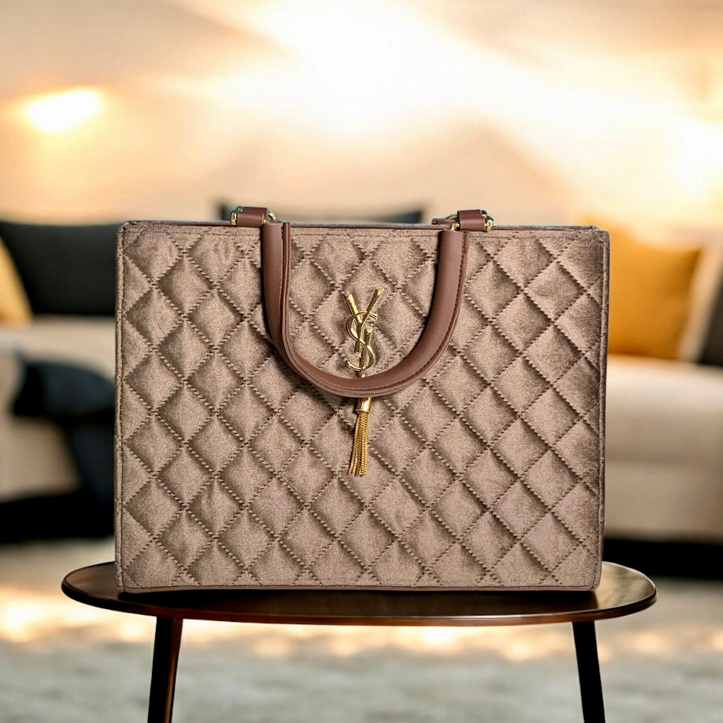 Top handle bag with strap