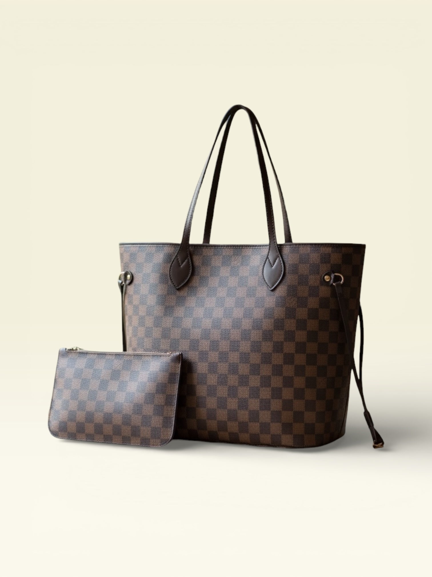 Luxe Checkered Tote Bag - 2 Pcs