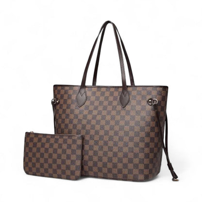 Luxe Checkered Tote Bag - 2 Pcs
