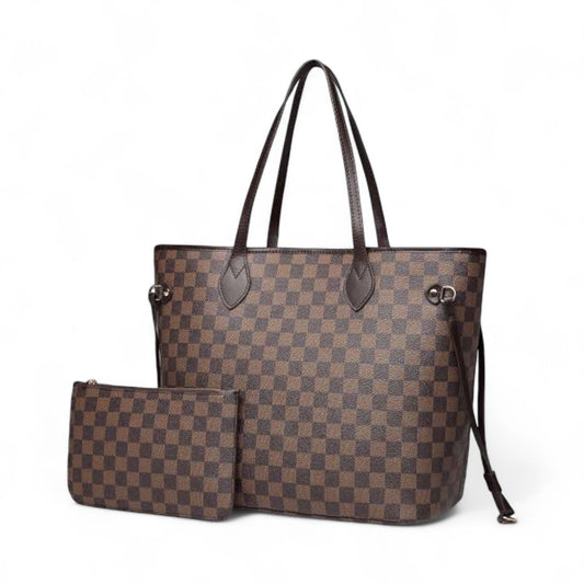 Luxe Checkered Tote Bag - 2 Pcs