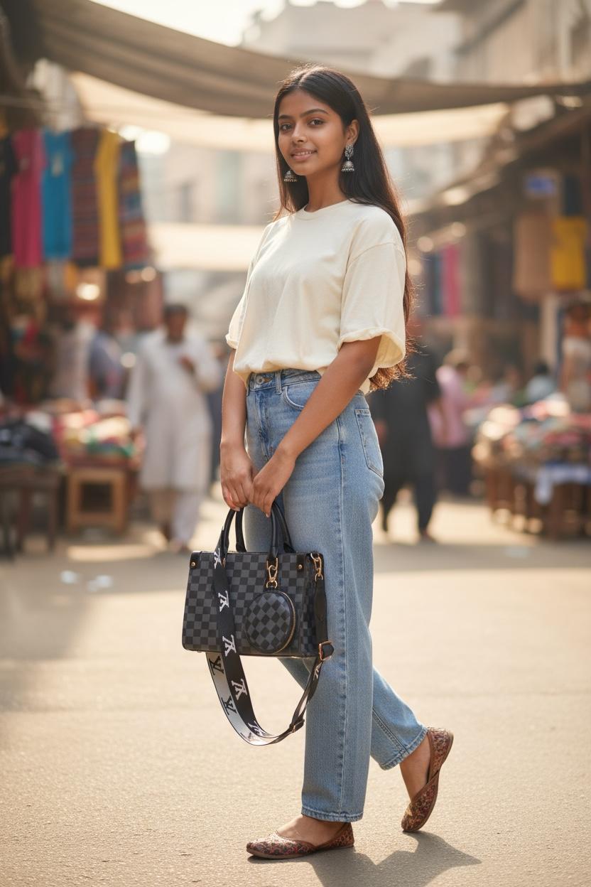 Luxe Checkered Shoulder Bag