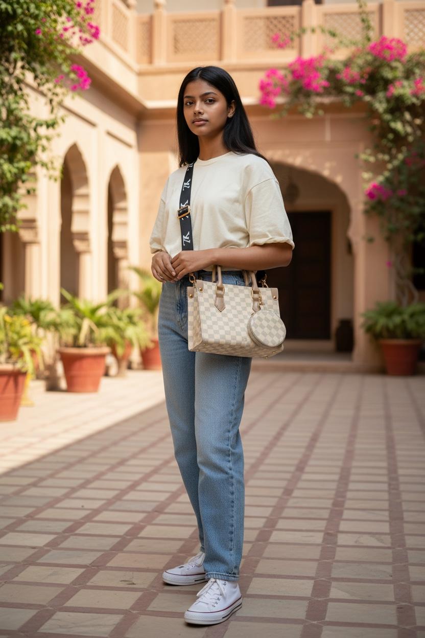 Luxe Checkered Shoulder Bag